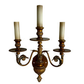Fine Arts Lamps Wall Sconce, Three Candle Light, Gilt, Ornate
